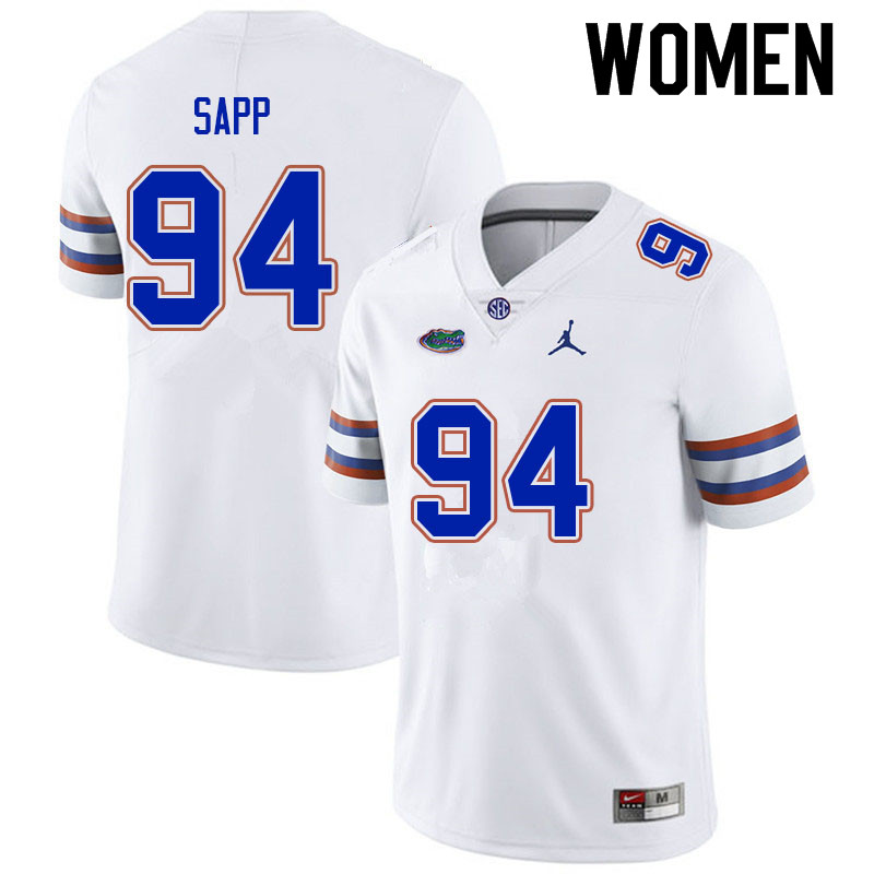 Women #94 Tyreak Sapp Florida Gators College Football Jerseys Sale-White